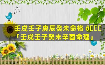 壬戌壬子庚辰癸未命格 🐟 「壬戌壬子癸未辛酉命理」